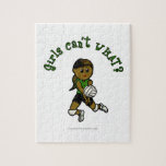 Dark Volleyball Girl in Green Uniform Jigsaw Puzzle