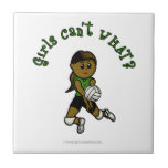 Dark Volleyball Girl in Green Uniform Ceramic Tiles