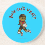 Dark Volleyball Girl in Red Uniform Beverage Coasters