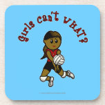 Dark Volleyball Girl in Red Uniform Beverage Coaster