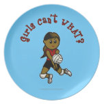 Dark Volleyball Girl in Red Uniform Party Plate
