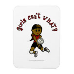 Dark Volleyball Girl in Red Uniform Rectangular Magnets