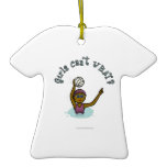 Dark Water Polo Player Girl Christmas Ornament
