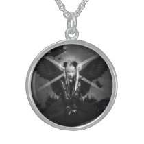 dark, witches, magic, raven, black, art, wicked, wicca, black magic, cool, goth, metal, wiccan, necklace, Colar com design gráfico personalizado