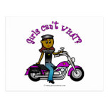 Dark Woman Biker Post Card