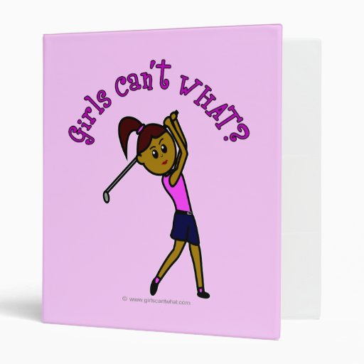 Dark Woman Golfer 3 Ring Binder