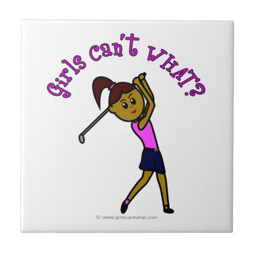 Dark Woman Golfer Ceramic Tiles