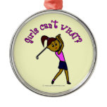 Dark Woman Golfer Christmas Ornament