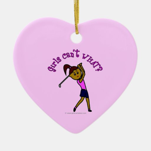 Dark Woman Golfer Christmas Ornaments