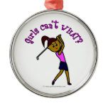 Dark Woman Golfer Christmas Ornaments