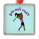 Dark Woman Golfer Christmas Tree Ornament