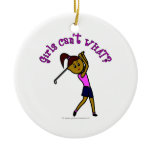 Dark Woman Golfer Christmas Tree Ornaments