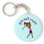 Dark Woman Golfer Key Chain