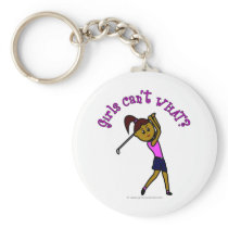 Dark Woman Golfer keychains