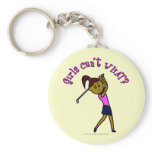 Dark Woman Golfer Keychains