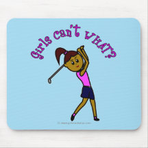 Dark Woman Golfer Mouse Pads