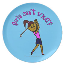 Dark Woman Golfer Plate