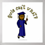 Dark Woman Graduate in Blue Gown Print
