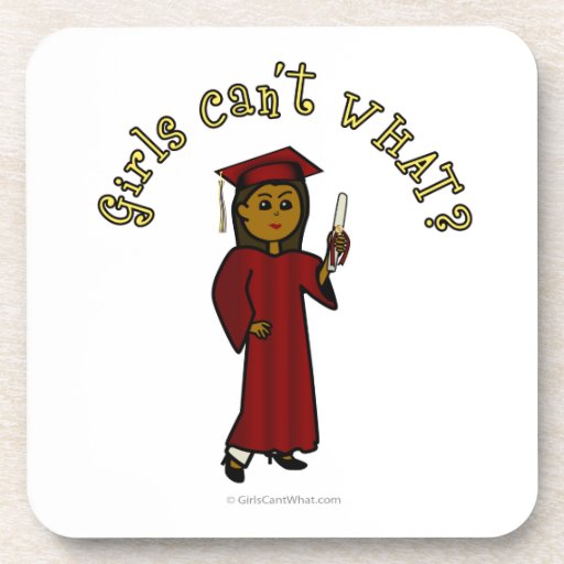Dark Woman Graduate in Red Gown Coasters
