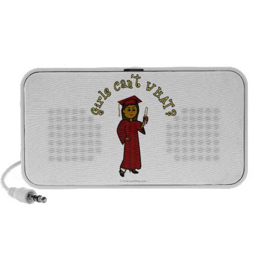 Dark Woman Graduate in Red Gown iPhone Speakers
