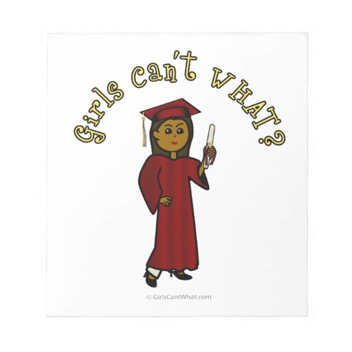 Dark Woman Graduate in Red Gown Memo Notepad