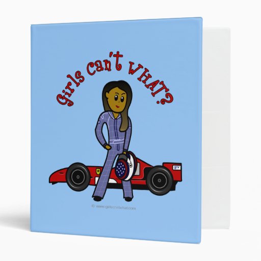 Dark Woman Race Car Driver Binder