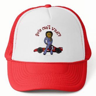 Dark Woman Race Car Driver Trucker Hat