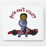 Dark Woman Race Car Driver Mousepads