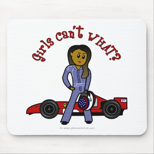 Dark Woman Race Car Driver Mousepad