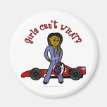 Dark Woman Race Car Driver Refrigerator Magnets