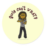 Dark Woman Referee Round Sticker