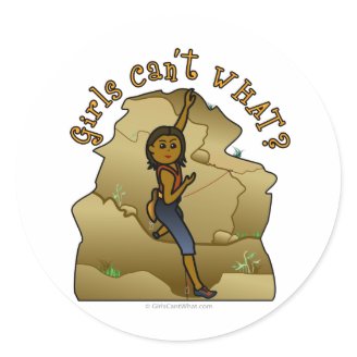 Dark Woman Rock Climber Round Sticker