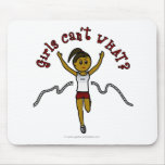 Dark Woman Runner in Red Uniform Mousepads