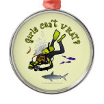 Dark Woman Scuba Diver Christmas Tree Ornament