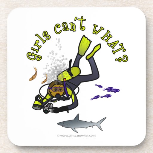 Dark Woman Scuba Diver Coaster