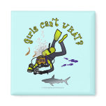 Dark Woman Scuba Diver Fridge Magnets