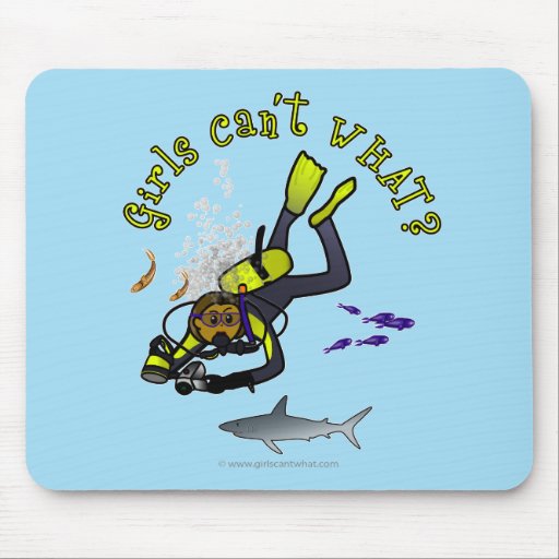 Dark Woman Scuba Diver Mouse Pad