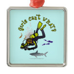 Dark Woman Scuba Diver Ornaments