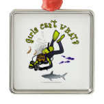 Dark Woman Scuba Diver Ornaments