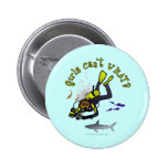 Dark Woman Scuba Diver Pinback Button