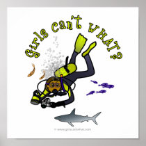 Dark Woman Scuba Diver posters