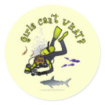 Dark Woman Scuba Diver Round Sticker