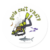 Dark Woman Scuba Diver Stickers