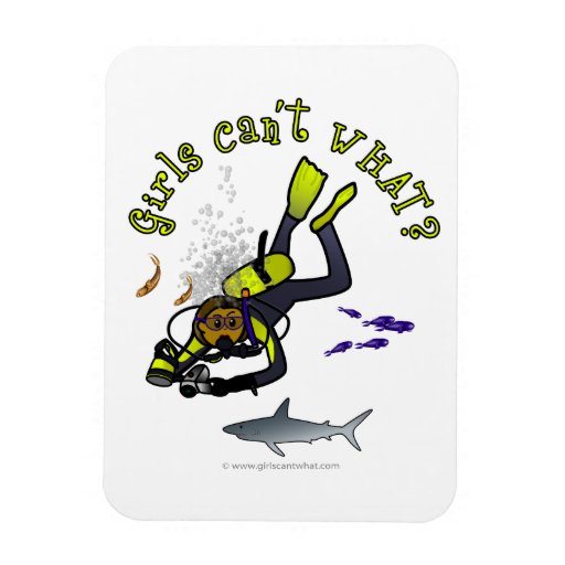 Dark Woman Scuba Diver Vinyl Magnets