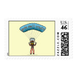 Dark Woman Sky Diving Postage Stamp