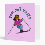 Dark Woman Snow Skiing 3 Ring Binder