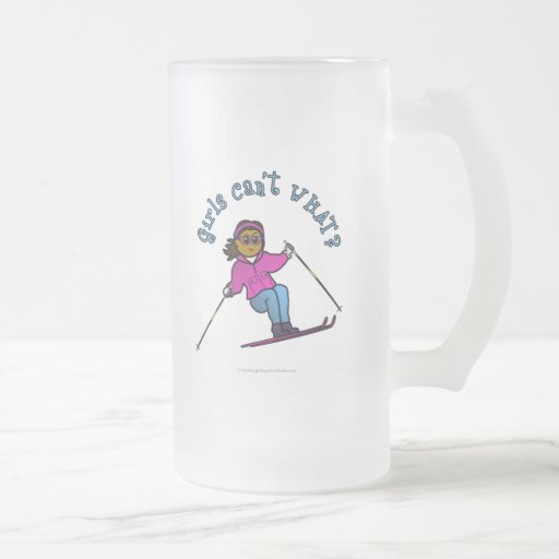 Dark Woman Snow Skiing Mug