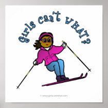 Dark Woman Snow Skiing Poster
