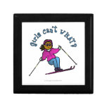 Dark Woman Snow Skiing Trinket Box