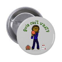 Dark Womens Bowling Pinback Button